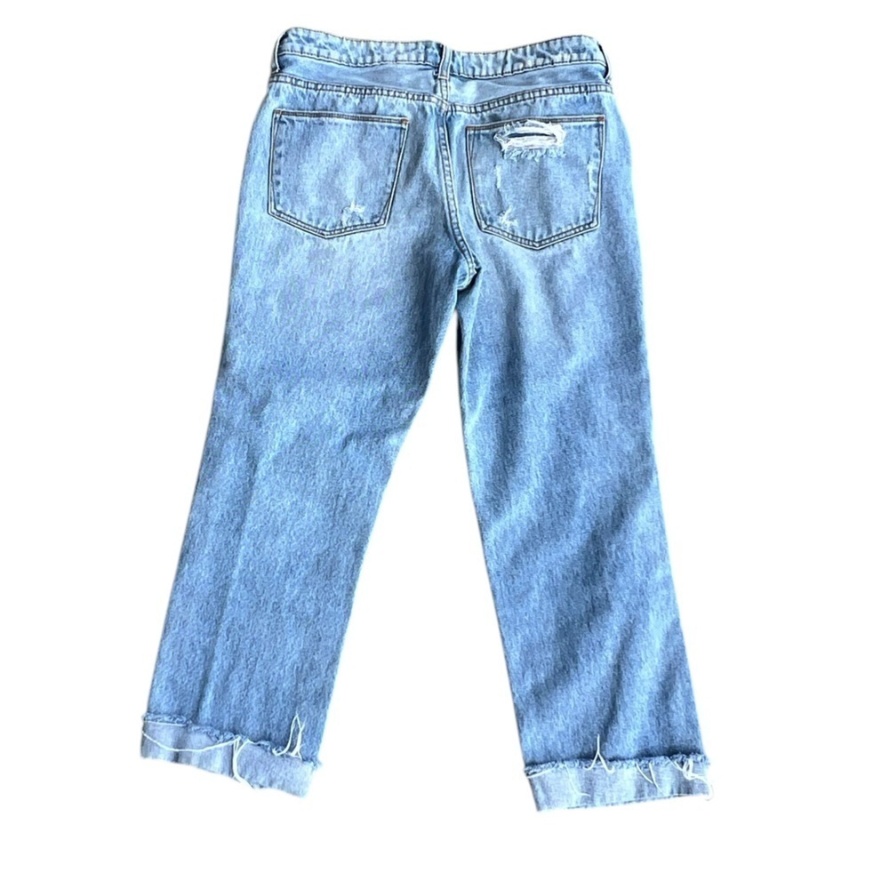 Gilded Intent 28 High Rise Distressed Ankle Cuffed Straight Leg Jeans - Picture 4 of 10